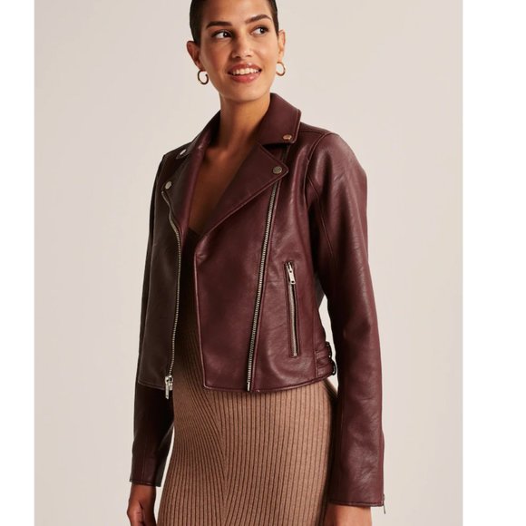 NEW Abercrombie (A&F) Leather Moto Jacket - Picture 3 of 15